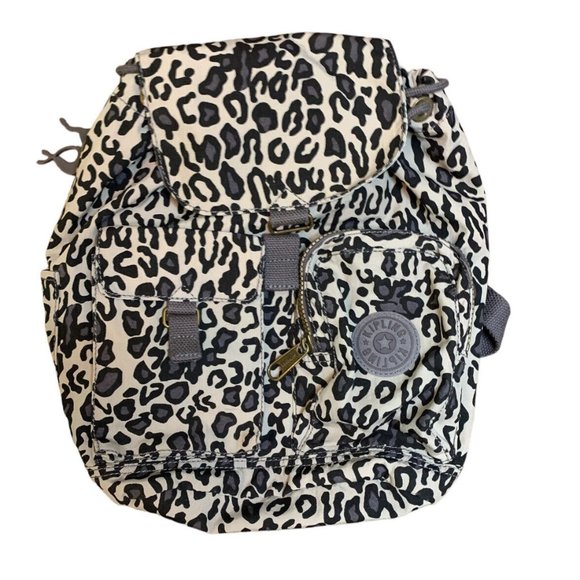 Kipling Gray Animal Print Backpack Medium Size - Picture 1 of 13